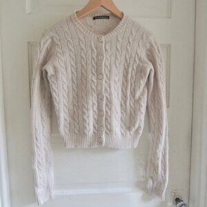 Brandy Melville Heather Gray Olsen Wool Cable Cardigan OS
